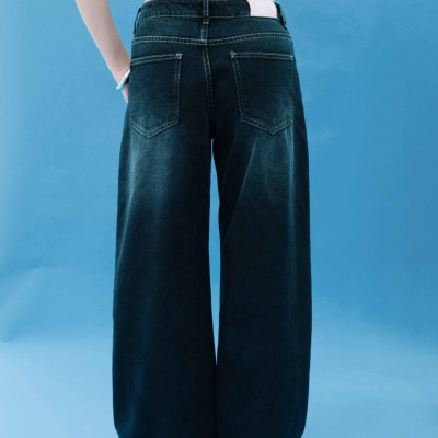 DOTTIE - Quần jeans ống rộng lưng thấp - Đen - Q0405