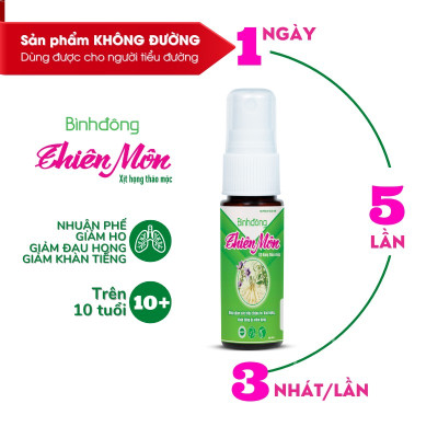 Bình Đông Thiên Môn xịt họng thảo mộc 20ml - Hỗ trợ các triệu chứng ho khan, ho có đờm