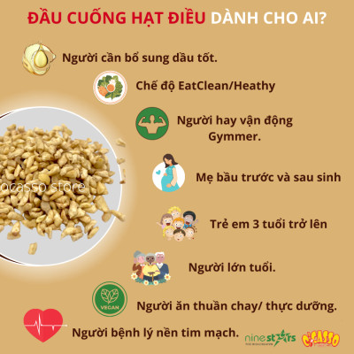 Đầu cuống hạt điều rang mộc O