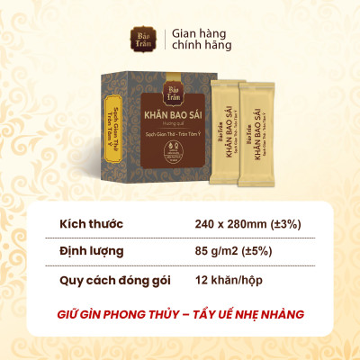 Khăn Bao Sái Bàn Thờ Bảo Trầm – Khăn Lau Đa Năng 12 Miếng/Hộp