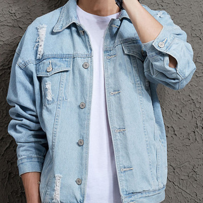 Áo khoác jeans rách nam bò sáng AJ05