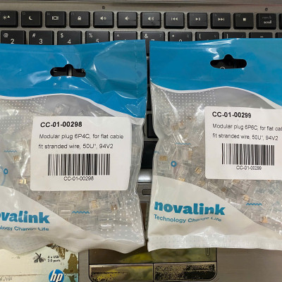 Túi 50 hạt đầu bấm điện thoại RJ12 6 chân Novalink CC-01-00299 cao cấp - hàng nhập khẩu chính hãng