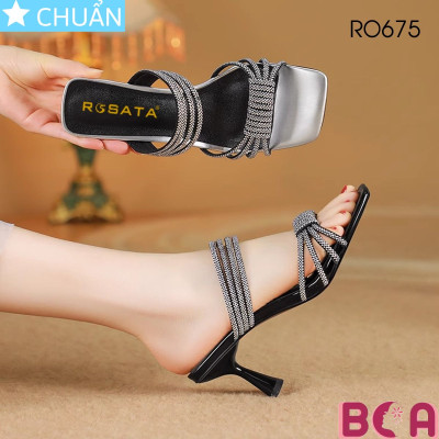 Sandal nữ hở mũi cao 6 phân RO675 ROSATA tại BCASHOP quai ngang đính kim sa phong cách sang trọng và quyến rũ