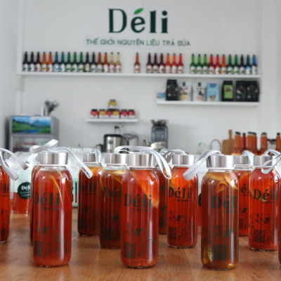 Siro dâu Déli - 1 lít - đậm đặc, chuyên dùng pha chế trà trái cây, soda
