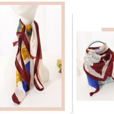 Khăn lụa cổ vuông- khăn turban họa tiết nhã nhặn, sang trọng KC01