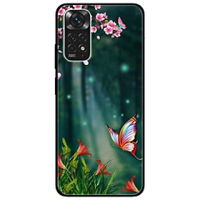 Ốp lưng dành cho Xiaomi Redmi Note 11 4G - Bướm Và Hoa Đỏ