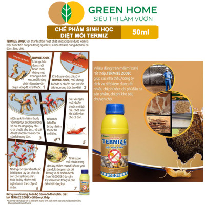 Thuốc Diệt Mối Tận Gốc Greenhome Termize 200SC, Chai 50ml, Sinh Học Thế Hệ Mới, An Toàn, Không Mùi, Diệt Cả Đàn