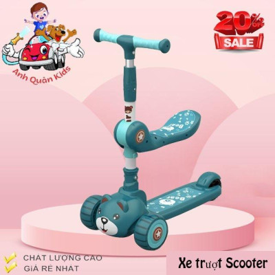 XE TRƯỢT SCOOTER KIÊM XE CHÒI CHÂN GẤU CAO CẤP CÓ NHẠC