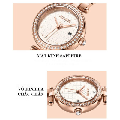  Đồng hồ nữ Julius Star JS-049 dây thép viền đánh đá 