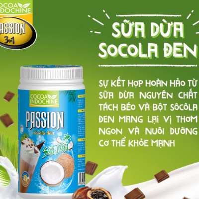 Bột ca cao sữa dừa Passion - Chuyên pha chế trà sữa, milo dầm, thức uống sô cô la cacao thơm ngon tiện lợi - Hũ 750g