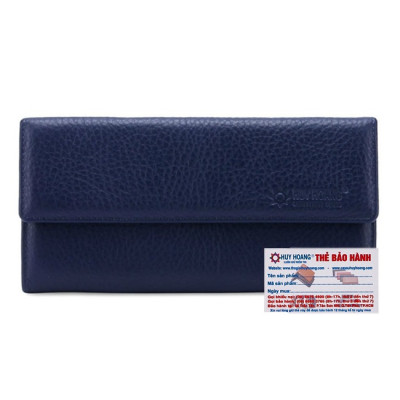 HJ3139-40-59-60-64-65-67 - Bóp nữ da bò cao cấp Huy Hoàng 3 gấp lửng màu xanh đậm, cam, xanh lá chuối, xanh dương, đỏ tươi, vàng, đỏ đô