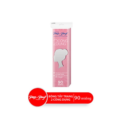 Bông Tẩy Trang POP-PUF 2 Công Dụng Bao Zipper, 90 Miếng/Bao
