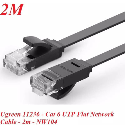 Ugreen UG50174NW102TK 2M màu Đen Cáp mạng LAN CAT6 dây dẹt - HÀNG CHÍNH HÃNG