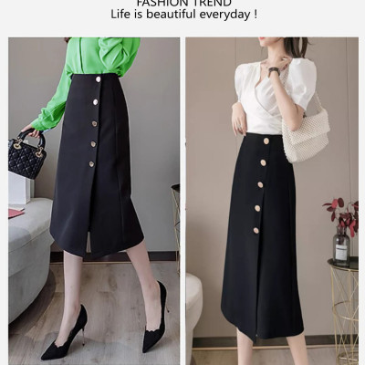 Chân Váy Công Sở New Design Dáng Chữ A Dài Qua Gối Hàng Thiết Kế Cao Cấp Chất Vải Tốt, Co Giãn Màu Đen CV0068