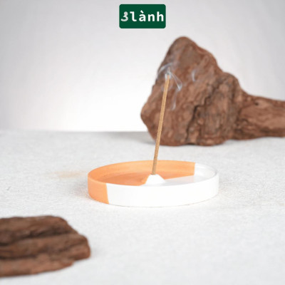 Đĩa Hứng Nhang Thủ Công 3 Lành Bằng Gốm Tối Giản Màu Đối Xứng Phong Cách Thiền Nhật Đựng Tàn Nhang Giữ Sạch Bàn