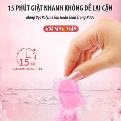Túi 20 Viên Nước Giặt Quần Áo Hương Đào Heaven Dove 3 Trong 1 Hạt Giặt Xả Đồ Lưu Hương Tiện Lợi