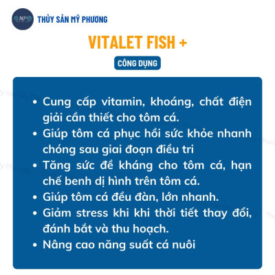 Chống sốc bổ sung vitamin điện giải khoáng Vitalec Fish Plus tăng sức đề kháng khỏe cho tôm thẻ cá lươn ếch ốc ba ba