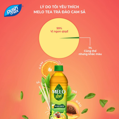 Thùng 24 Chai Trà Đào Cam Sả Melo Tea (455ml x 24 chai)