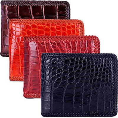 Ví nam Huy Hoàng da cá sấu đan viền gai bụng màu đen, nâu đất, nâu đỏ, vàng bò HC2254-2711-2712-2713