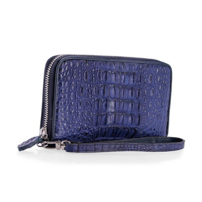 HC3717 - Ví nữ Huy Hoàng da cá sấu 1 khóa nguyên con màu xanh đậm