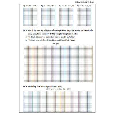 Đề Kiểm Tra Toán 5 - Tập 1