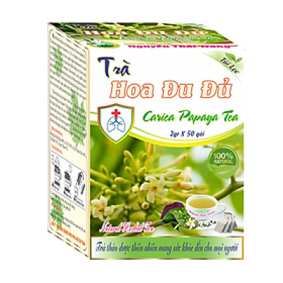 Trà Hoa Đu Đủ- Hỗ Trợ Bệnh Ho Lâu Ngày, Viêm Phổi- Hộp (50 Túi Lọc X 2gr) - Nguyên Thái Trang – Thảo Dược Thiên Nhiên- Tốt Cho Sức Khỏe