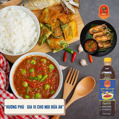 Nước mắm cá cơm Hương Phú 12 độ đạm 1000ML - Thùng 12 chai - Hàng Chính Hãng
