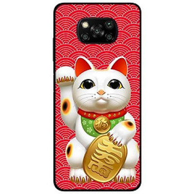 Ốp lưng dành cho Xiaomi Poco X3 mẫu Mèo May Mắn Nền Đỏ 1