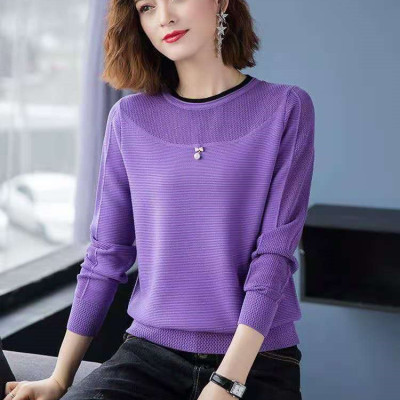 Áo len nữ thiết kế dài tay ấm áp phối viền cổ xinh mẫu mới thu đông