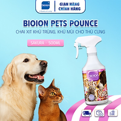 Chai Xịt Khử Mùi Sạch Khuẩn Cho Chó Mèo Bioion Pets Pounce 500ml Hương Sakura