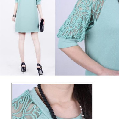 Đầm suông nữ phối ren tay