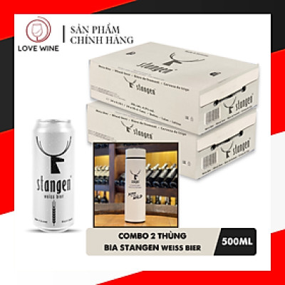 [Tặng bình giữ nhiệt] Combo 2 thùng Stangen Weiss Beer 4.9% (Bia lúa mì - Bia đục) - Thùng 24 lon 500ml