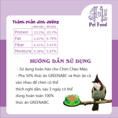 Thức ăn Chim CHÀO MÀO, Red-whiskered bulbul - Trụ giàn, Căng lửa, Mượt lông - hộp 280g