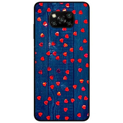 Ốp lưng dành cho Xiaomi Poco X3 mẫu Hoạ Tiết Trái Tim Nhỏ Nền Gỗ Xanh