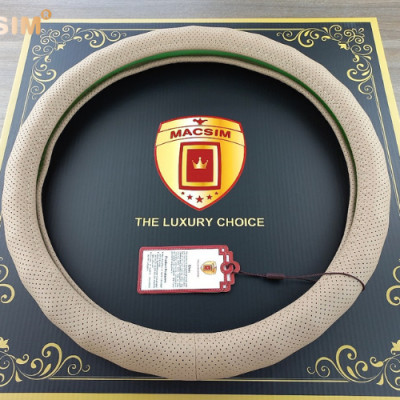 Bọc vô lăng mã 8932 màu be - Chất liệu da thật - Khâu tay 100% size M