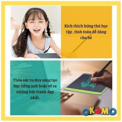 Bảng viết tự xóa LCD 8.5 Inch đơn sắc, đồ chơi giáo dục cho bé thông minh, phát triển trí tuệ OKOMO