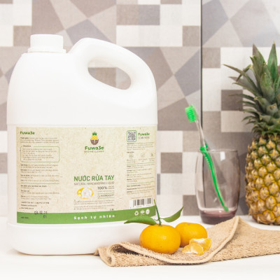 Nước rửa tay sát khuẩn Fuwa3e hữu cơ mùi tinh dầu quýt từ chế phẩm Enzyme sinh học 3.8L
