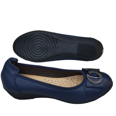 Giày Nữ Búp Bê Đế Xuồng HÀ NAM Da Bò Thật Cao Cấp 4cm GBBN2044