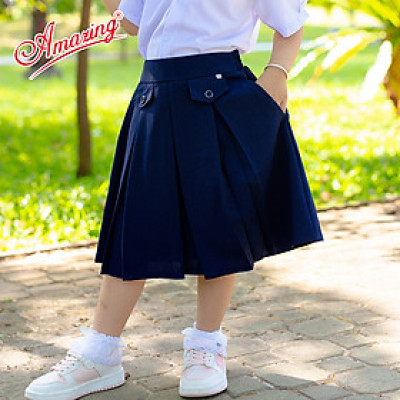 Chân váy Amazing học sinh nữ có quần bên trong, túi đựng đồ, lưng chun phía sau, size lớn đến 65kg