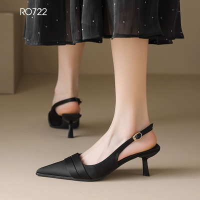 Giày cao gót nữ quai sau ROSATA RO722 - 6p - Đen, Hồng - HÀNG VIỆT NAM-BKSTORE
