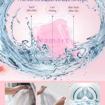 Túi 20 Viên Nước Giặt Quần Áo Hương Đào Heaven Dove 3 Trong 1 Hạt Giặt Xả Đồ Lưu Hương Tiện Lợi
