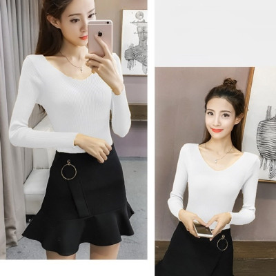 Áo len cổ tim nữ