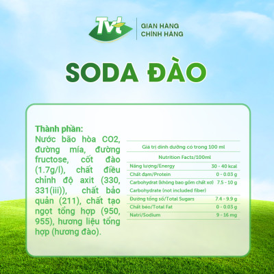 [Thùng 24 lon 320ml] Soda Đào TVT - Nước cốt đào tự nhiên cùng soda nhẹ nhàng
