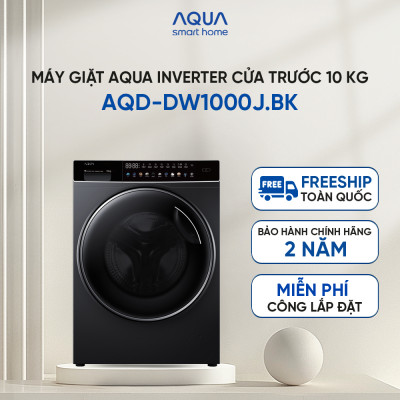 Máy giặt lồng ngang Aqua Inverter 10kg AQD-DW1000J.BK - Bảo hành 2 năm - Hỗ trợ lắp đặt - Hàng chính hãng
