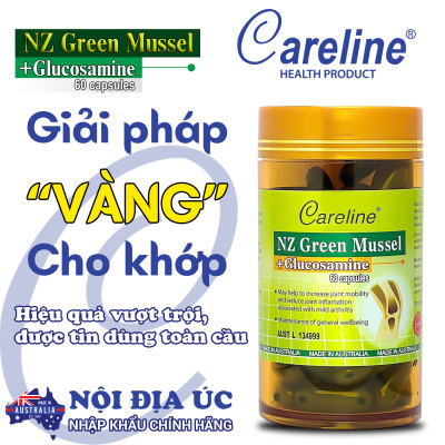 NZ Green Mussel + Glucosamine Careline hộp 60 viên hỗ trợ xương khớp chắc khỏe ngăn ngừa thoái hóa