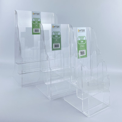 Khay đựng giấy, Hộc đựng tờ rơi, Kệ mica nhiều giấy 3 ngăn Enter C08 150x210mm A5 đứng 2mm