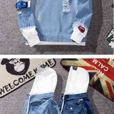 Áo khoác Jean Nam Nữ Unisex Chollima màu Trắng có mủ