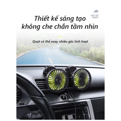 Quạt Đôi Mini 360 Độ Công Suất Lớn F404, Để trong xe ô tô hoặc trên bàn làm việc, văn phòng độ ồn thấp