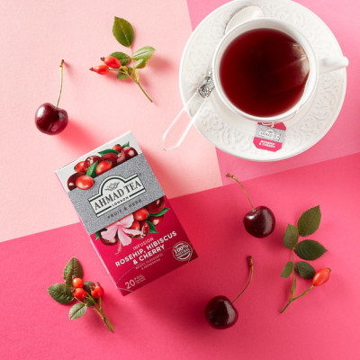 TRÀ AHMAD ANH QUỐC - CHERRY & HIBISCUS, ROSEHIP (40g) - Mang đến sự sảng khoái và hồi sinh từ bên trong
