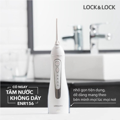 Máy Tăm Nước Không Dây LocknLock Cordless Oral Irrigator màu xanh ENR156BLU, Hàng chính hãng, 4 chế độ làm sạch- JoyMall